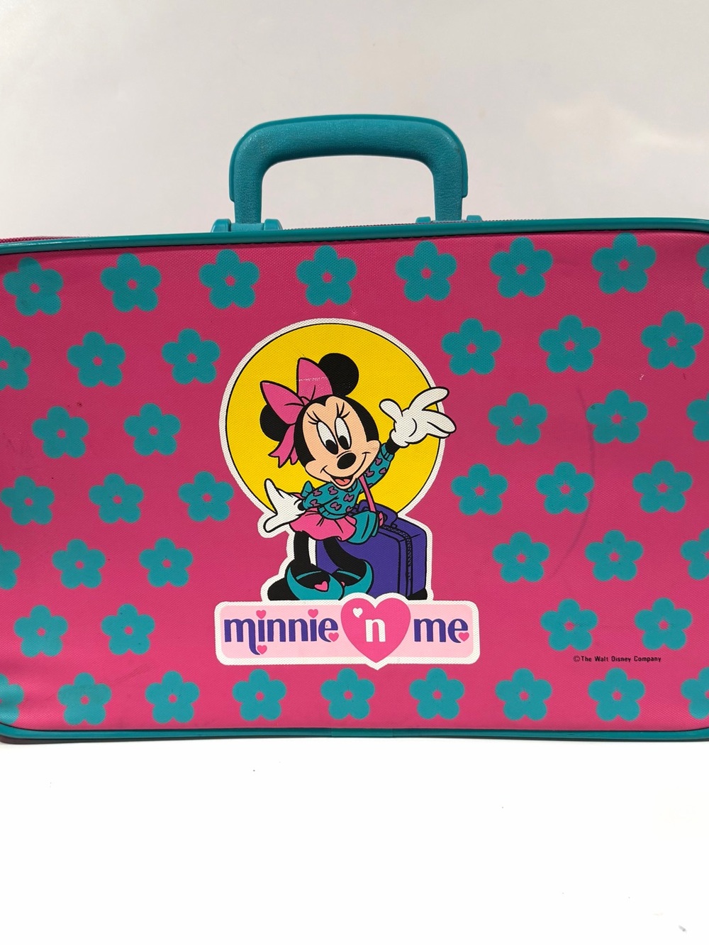 Vintage 80s Disney Minnie Mouse Pink Blue Flowers Imaginings 3 Luggage Suitcase